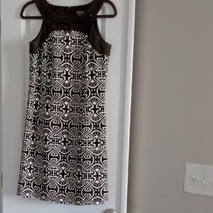 Ann Taylor Brown and White Geometric Mini Dress